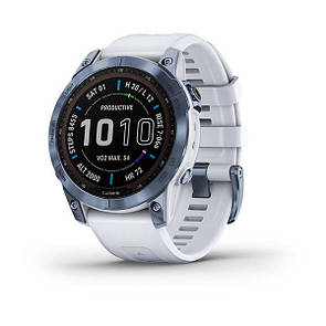 Garmin Fenix 7 Sapphire Solar мінерально-синій титановий DLC з ремінцем кольору білого каменю