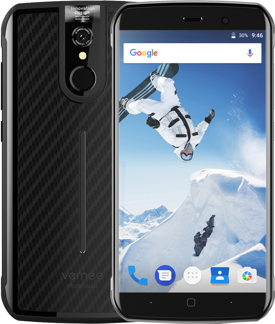 Vernee Active V1 4/64 GB, NFC, IP68, 16 Mpx, 4200 мА·год, Дисплей 5.5", Захищений смартфон Vernee Active