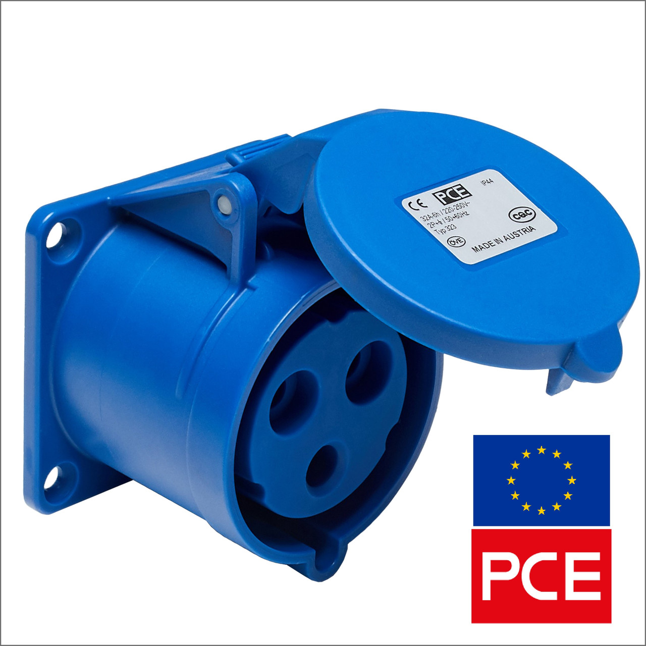 Розетка вбудована PCE 323-6 IP44 2P+PE 32A 230V пряма (силова), фото 1