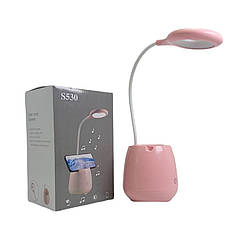 Музична настільна лампа підставка для ручок світлодіодна usb підключенням сенсорна акумуляторна рожева