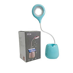 Музична настільна лампа підставка для ручок світлодіодна usb підключенням сенсорна акумуляторна блакитна