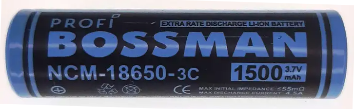 Акумулятор 18650 BOSSMAN 1500mAh, фото 1