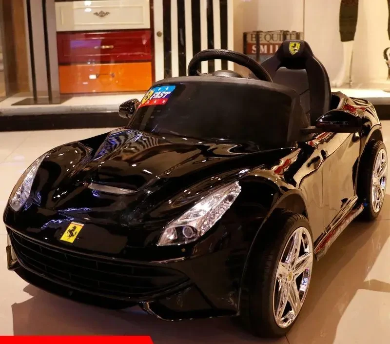 Дитячий електромобіль Ferrari чорна машинка на акумуляторі, фото 1