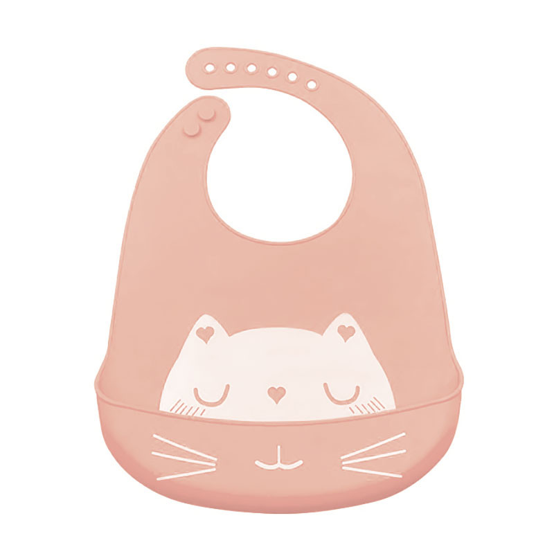 Al Детский нагрудник CUMENSS Cat Pink силиконовый слюнявчик с карманом для малышей - фото 2 - id-p1606207137