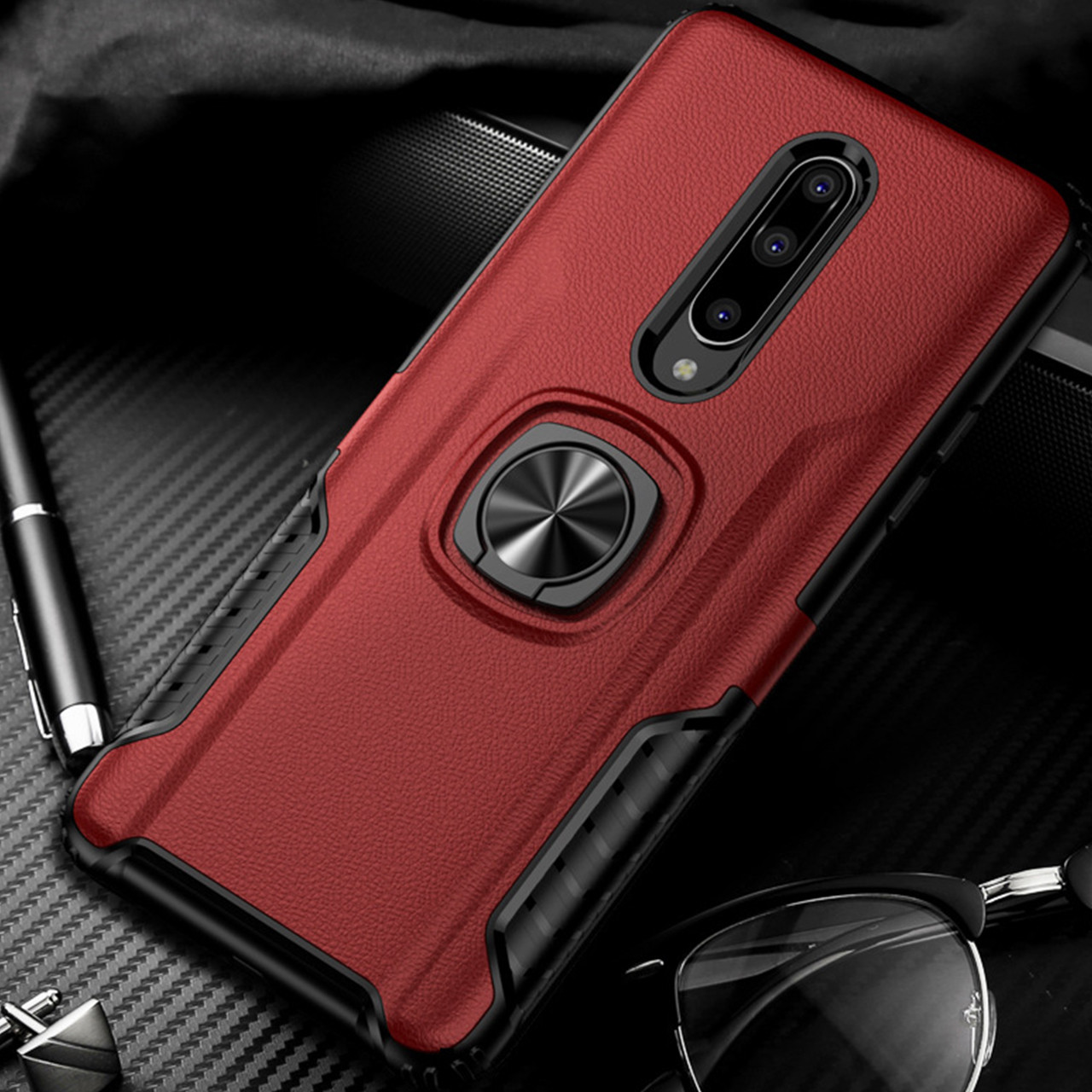 Al Защитный чехол Serge Ring для смартфона OnePlus 7 Red ударопрочный магнитный держатель с подставкой - фото 4 - id-p1606208966