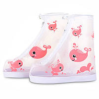 Al Детские резиновые бахилы на обувь от дождя Кит розовый 22 см защита от промокания для детей