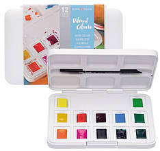 Набір акварельних фарб, VAN GOGH, Pocket box VIBRANT COLOURS, 12 кювет+пензлик, пластик, Royal Talen