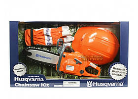 Іграшкова бензопила Husqvarna в комплекті з рукавичками і шоломом