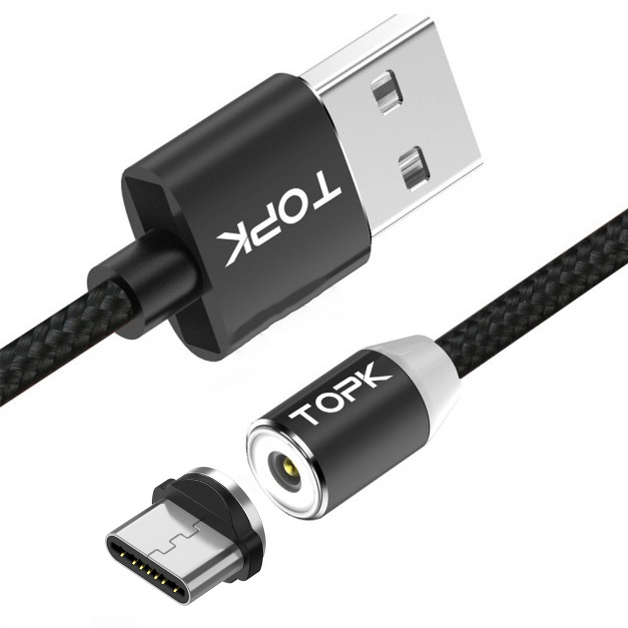 Al Магнітний кабель для заряджання Topk USB 2m 2.4A 360° (TK17i-VER2) Type-C Black зарядний