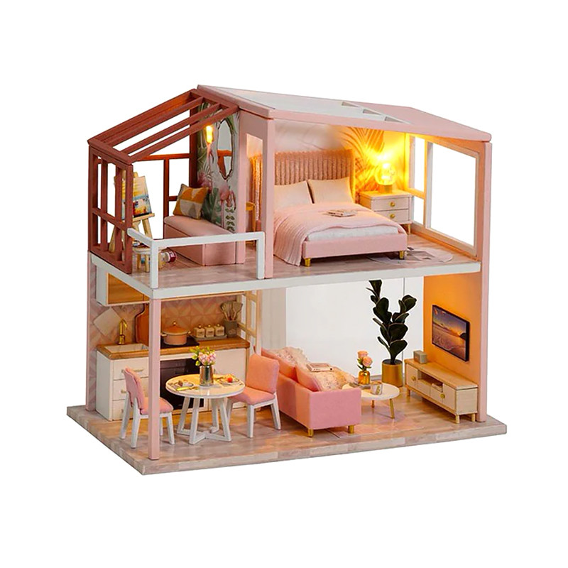 Al 3D Румбокс DIY Cute Room QL-003-B Рожевий Лофт дитячий конструктор ляльковий будинок будиночок