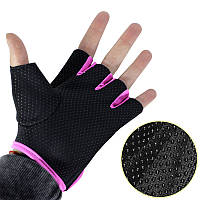 Al Спортивные перчатки AOLIKES A-1678 Black + Pink L без пальцев нескользящие