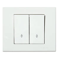 Вимикач прохідний 2-клавішний білий OVIVO Electric серія GRANO