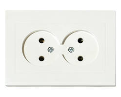 Розетка подвійна без заземлення біла OVIVO Electric серія GRANO