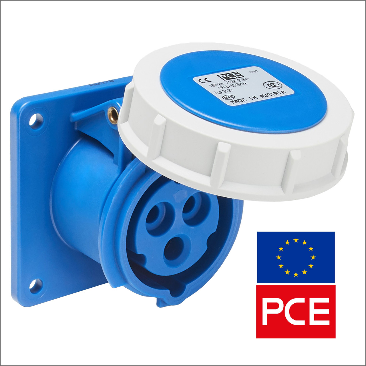 Розетка вбудована PCE 3132-6 IP67 2P+PE 16A 230V пряма (силова)