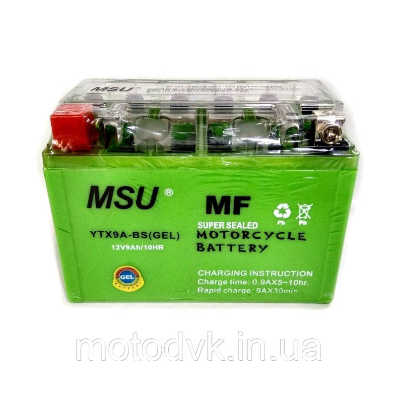 Гелевий акумулятор 12v 9a клем- коробка YTX9A BS GEL низький (MSU)