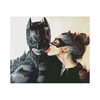 Діамантова мозаїка. Картина на підрамнику Преміум Бетмен і жінка-кішка, розмір 40x30 см