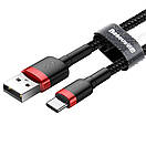 Кабель USB Baseus Cafule Type-C 3A 1m, Red+Black (CATKLF-B91), фото 6