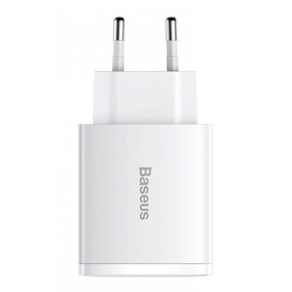 Мережеве ЗП Baseus Compact Quick Charger 2U + C 30 W EU, White (CCXJ-E02)