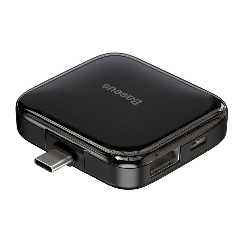 Переходник Baseus USB-Hub Fully folded portable 4-in-1 Type-C, Black (CAHUB-DW01), фото 1