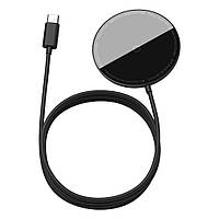 Бездротовий заряд Baseus Simple Mini Magnetic For IP12-13 with Type-C Cable, Black (WXJK-F01)