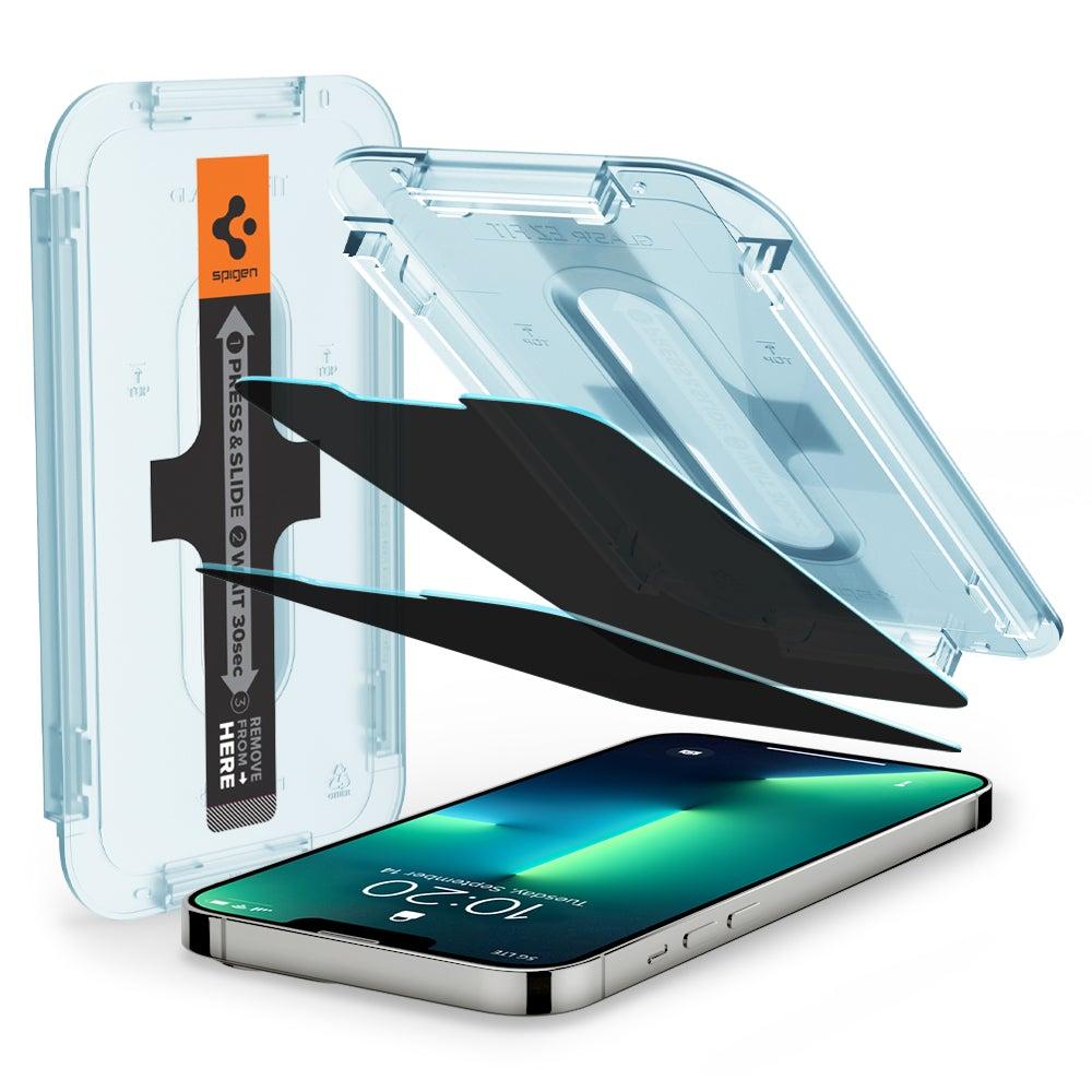 Захисне скло Spigen для iPhone 14 / 13 / 13 Pro EZ FIT GLAS.tR Privacy (2 шт), (AGL03388)