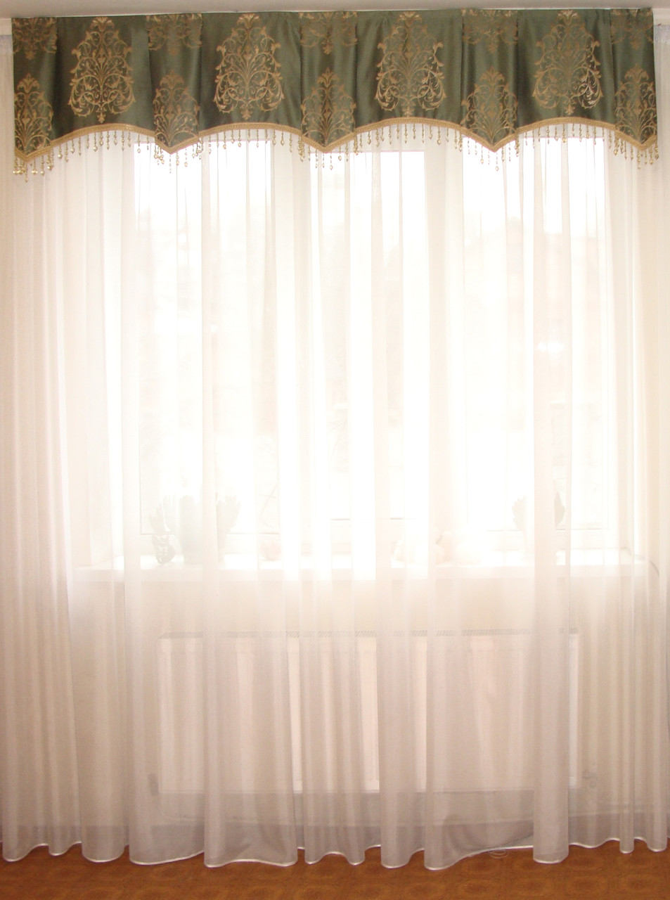 Ламбрекен Корона зі склярусом, 2 зелень, фото 1