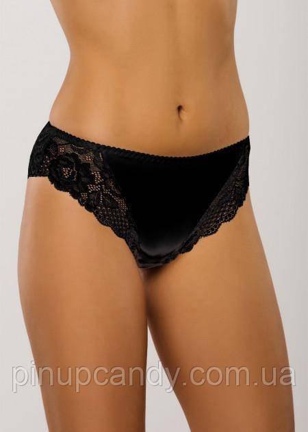 Труси сліпи Афина 011 бавовняні з мереживом чорні M, фото 1