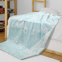 Детское одеяло в кроватку из хлопка Мишки Ярослав 100х140 см голубой