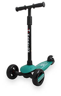 Дитячий самокат Maraton Baby Star зелений зі складаною конструкцією, світні колеса