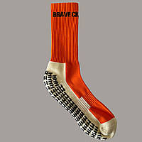 Носки спортивные противоскользящие BRAVE GK ORANGE BG142 оранжевые