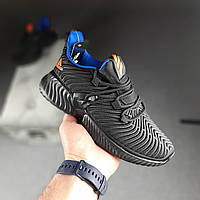 Женские летние кроссовки Adidas Alphabounce Чёрные с синим весение модные кроссовки адидас альфабоунс