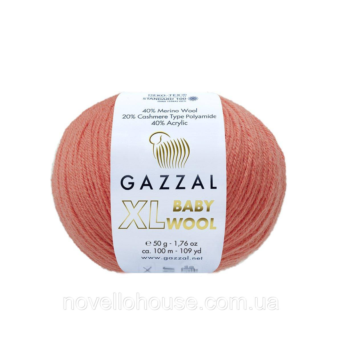 Gazzal BABY WOOL XL (Газзал Бейби Вул ХL) № 819 коралловый (Пряжа шерстяная, нитки для вязания) - фото 1 - id-p554692506