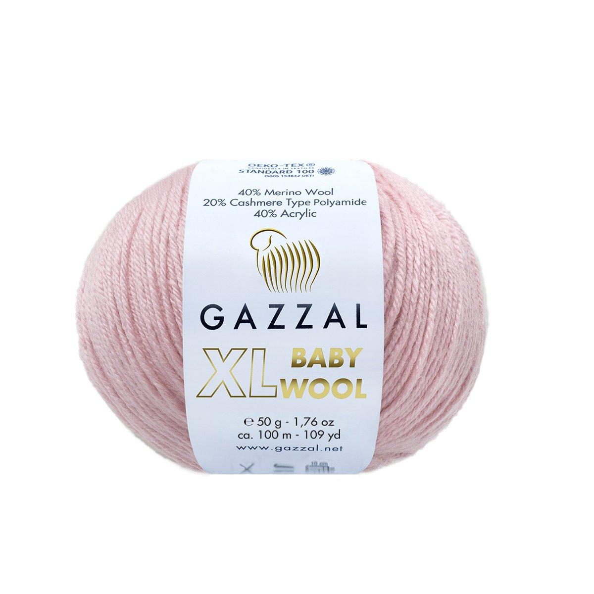 Gazzal BABY WOOL XL (Газзал Бейбi Вул ХL) № 836 ніжно-рожевий (Пряжа вовняна, нитки для в'язання)