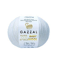 Gazzal BABY WOOL XL (Газзал Бейбi Вул ХL) № 801 білий (Пряжа вовняна, нитки для в'язання)