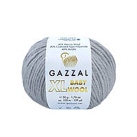 Gazzal BABY WOOL XL (Газзал Бейбi Вул ХL) № 817 світло-сірий (Пряжа вовняна, нитки для в'язання)