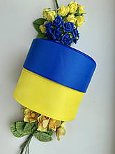 Репсова стрічка 4 см, 25 ярд/рулон, жовтого кольору рулоном