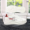 Кросівки кеди жіночі білі "Love" еко-шкіра, фото 3