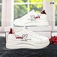 Кросівки кеди жіночі білі "Love" еко-шкіра, фото 6