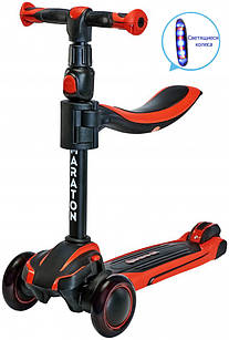 Самокат Maraton Flex чорно-червоний з сидінням, світяться колеса