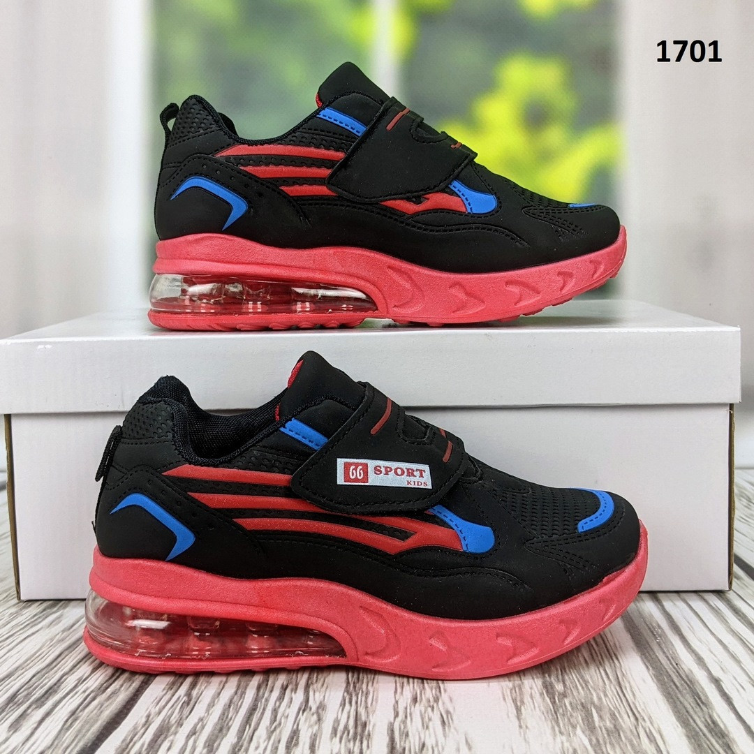 Дитячі кросівки чорні на червоній підошві еко-шкіра FZD, фото 1