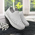 Жіночі сірі кросівки мокасини зі стразами весняно-літні Гіпаніс Україна SJ591, фото 7