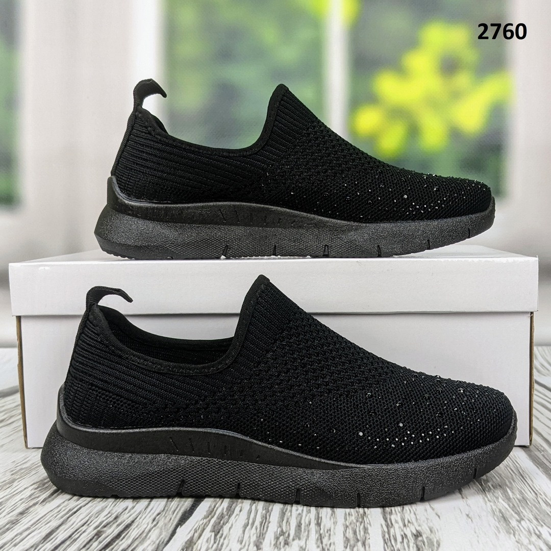 Жіночі чорні кросовки мокасини зі стразами весняно-літні Гіпаніс Україна, фото 1