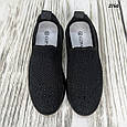 Жіночі чорні кросовки мокасини зі стразами весняно-літні Гіпаніс Україна, фото 7