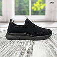 Жіночі чорні кросовки мокасини зі стразами весняно-літні Гіпаніс Україна, фото 8