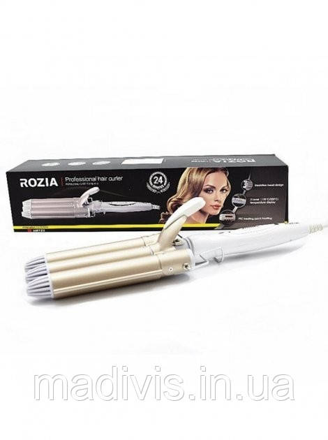 Потрійна плойка — стайлер Rozia HR-722 для укладання волосся і створення локонів із керамічним покриттям