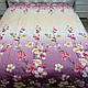 Покривало стьобане на ліжко з квітковим принтом фіолетове/Покривало стьобане, фото 2