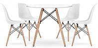 Столик обеденный кухонный Bonro В-957-600 + 4 кресла В-173 60х72 см круглый стол для кухни белый (bo-41300040)