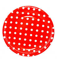 Одноразовые тарелки "Горошек" (10 шт.), Ø - 18 см, цвет - красный