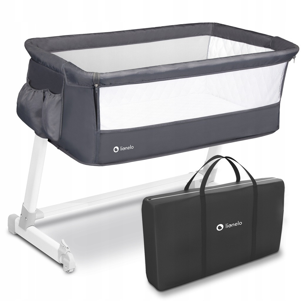 Ліжечко приставне Lionelo THEO Dark gray, фото 1