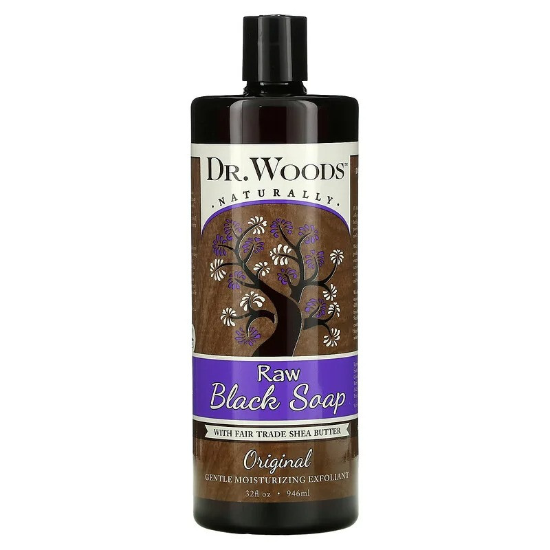 Чорне мило для обличчя і тіла Dr. Woods "Raw Black Soap" з олією ши (946 мл)